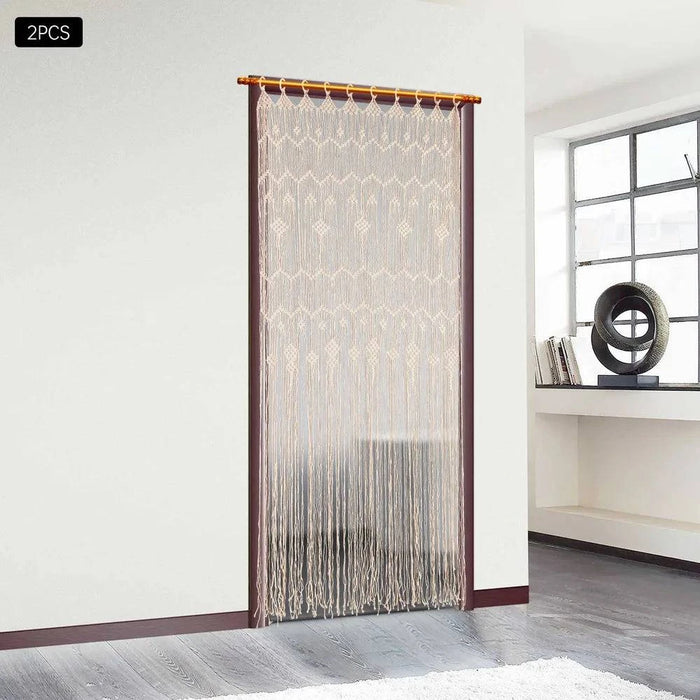 Two 100% handwoven rustic bohemian curtains for room dividers