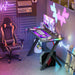 100x60x78cm Gaming Desk with Dynamic RGB LED Lights, Black, Sturdy Metal Legs, 3D Carbon Fibre Surface, Large Size, Stable Design for PC Setup