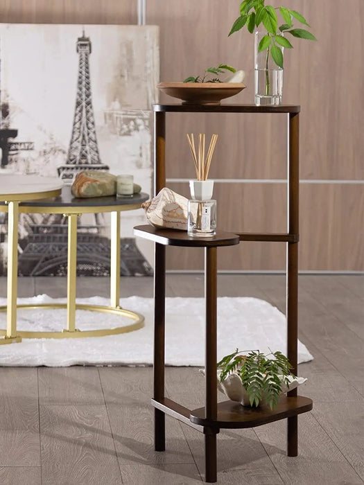 3-tier bamboo corner shelf plant rack for indoor and outdoor use
