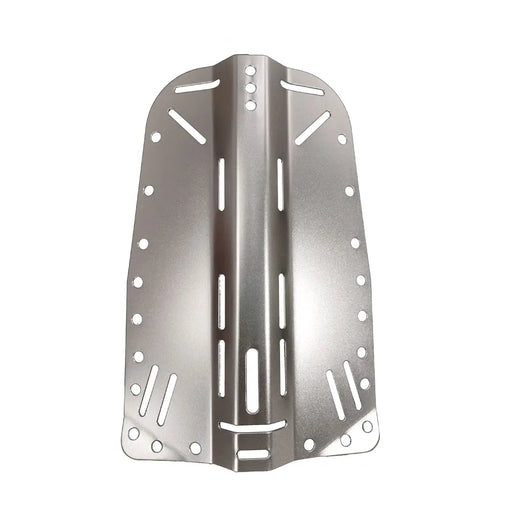 Upgrade your diving gear with this high-quality silver scuba diving backplate