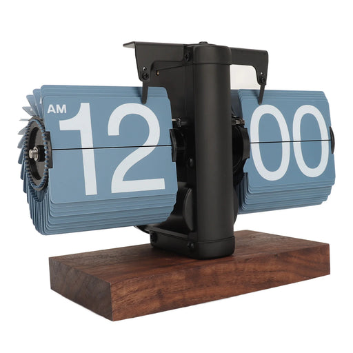 Blue retro flip down clock with automatic turning mechanism