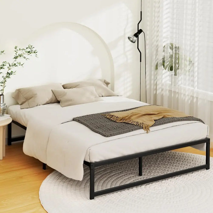 Heavy-Duty Double Metal Bed Frame Headboard Included, 300kg Capacity, Simple Assembly