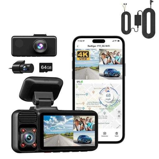 4K Dash Camera recording in 3840x2160 resolution with 3 cameras
