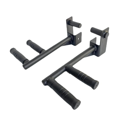 
Heavy-duty dip bar attachment for squat and power racks for versatile workouts