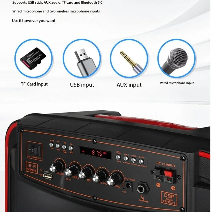 500W Trolley Speaker with 12" Bass and Mic Set