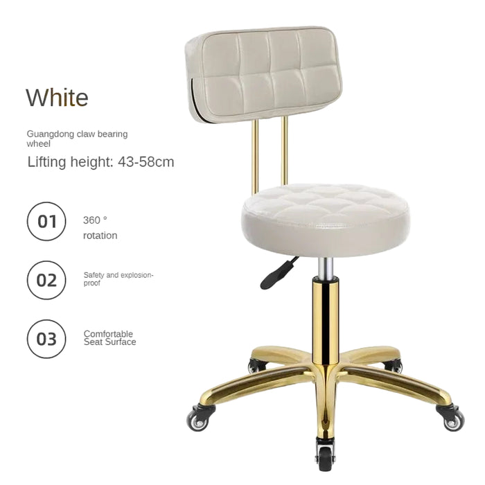 Modern Salon Chair with Wheels Adjustable Height and Thick Padding for Barber Shops
