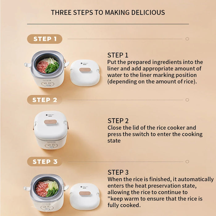 1.2L Smart Mini Rice Cooker for 1–2 People