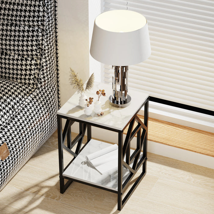 Functional and Stylish White Marble Table for Bedroom