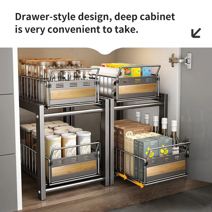 Kitchen Sink Organizer Pull Out, Gray