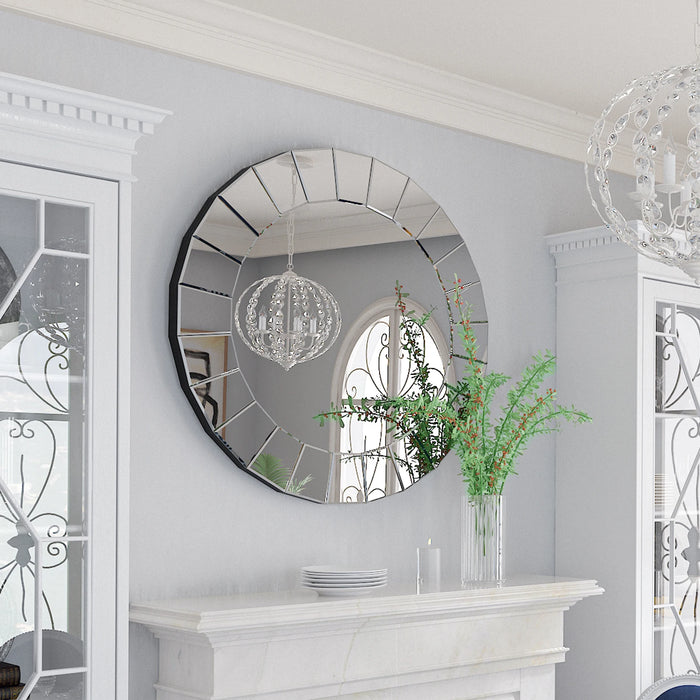 Modern Frameless Decorative Wall Mirror 80.5cm, Silver Accent