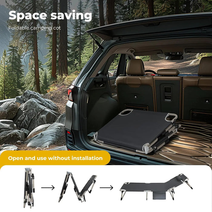 Adjustable Folding Camping Cot with Mat Comfortable, Durable Outdoor Lounger