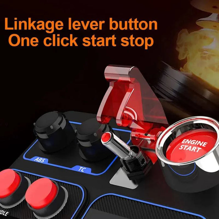 Simulator control box with 30 programmable buttons and RGB panel for PC gaming setup