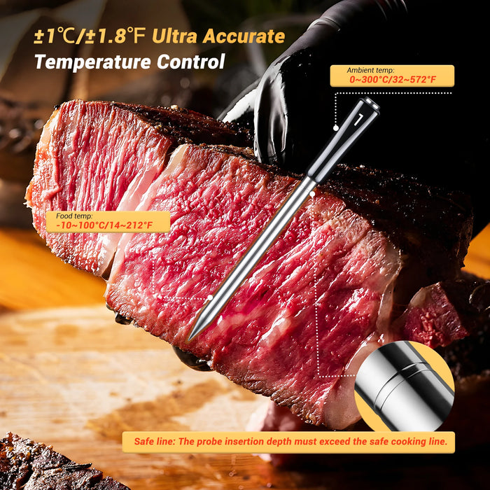 Cordless Kitchen Thermometer for Oven, Grill, Smoker Use INT-14-BW