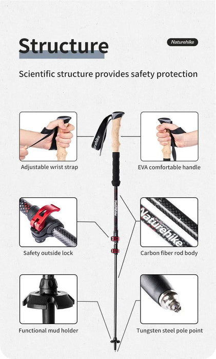 Carbon Fiber Trekking Poles for mountain climbing and trekking adventures