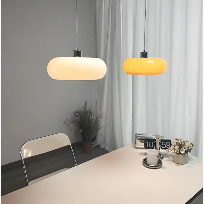 Decorative White LED Pendant Light – Modern Retro Style, AC Powered Orange