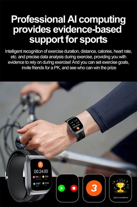 Bluetooth Smartwatch with Blood Pressure, ECG, Body Temp & NFC