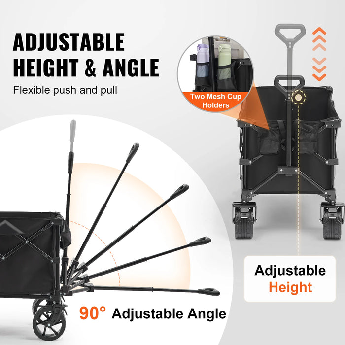 Collapsible Folding Wagon Cart with 350 lbs Capacity and All-Terrain Wheels