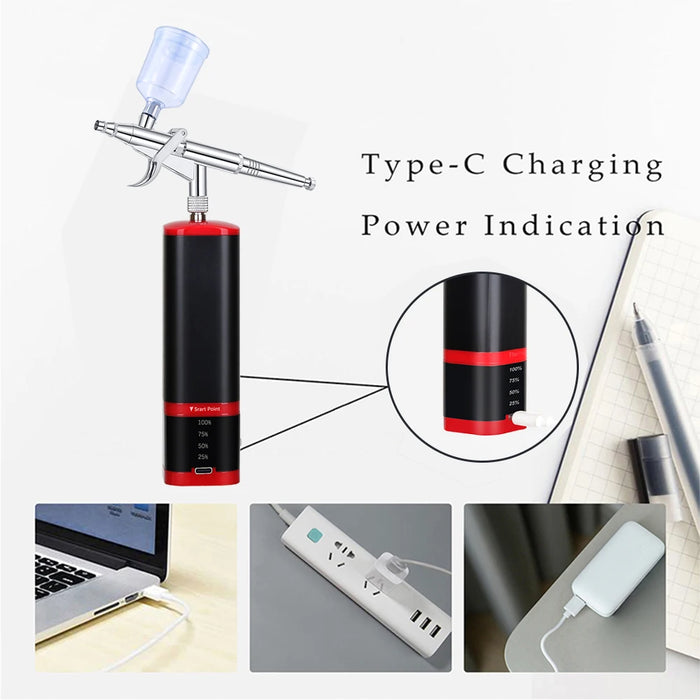 Portable mini airbrush kit with compressor for easy and convenient use on the go