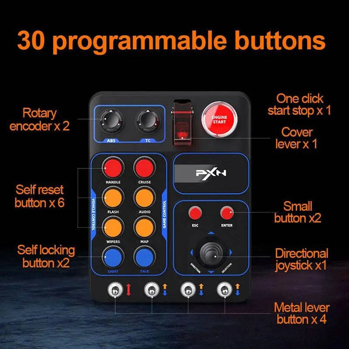 Simulator Control Box with 30 Programmable Buttons and RGB Panel for PC