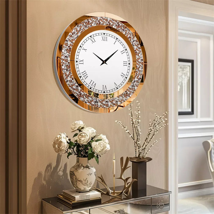 Elegant 60cm wall clock with Roman numerals and diamond crystals