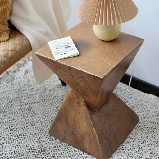 Lightweight concrete accent table with modern geometric design for versatile indoor and outdoor use