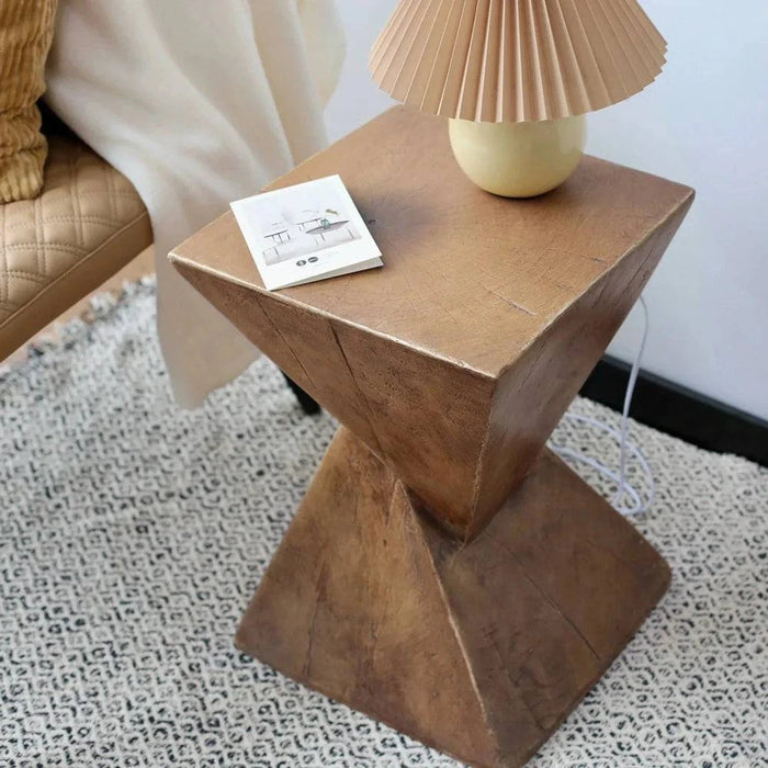 Lightweight concrete accent table with modern geometric design for versatile indoor and outdoor use