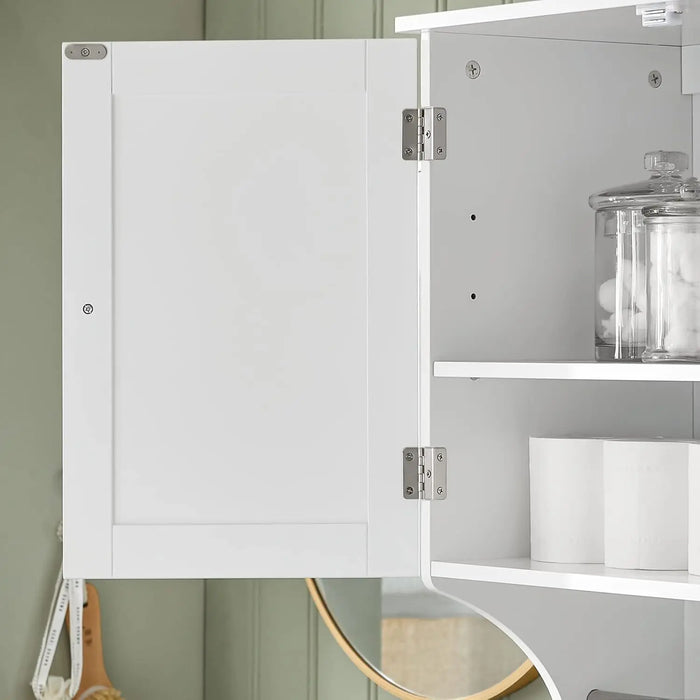 Bathroom Storage Cupboard with Adjustable Shelves & Stainless Steel Towel Rail Wall Mount
