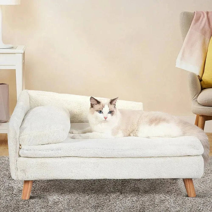 Stylish Raised Cat Chair for Cats and Small Dogs with Waterproof Cushion
