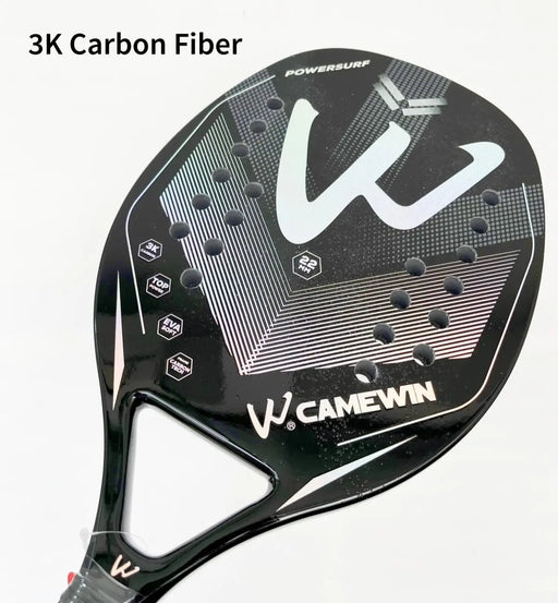 Lightweight 320g carbon fiber beach tennis racket with medium balance and hard grip