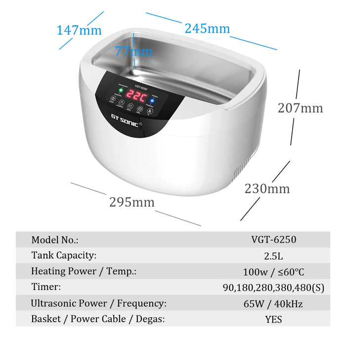 Digital Ultrasonic Cleaning Bath for Home and Kitchen Use