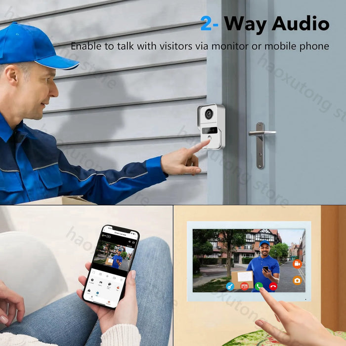 10" WiFi Video Doorbell System with 2-Wire Setup