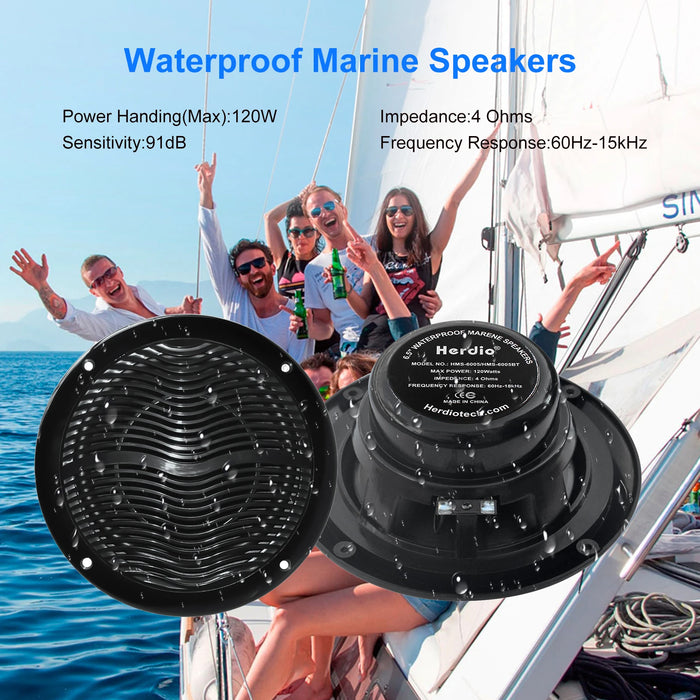 Outdoor 6.5" Waterproof Speakers with 120W Power
