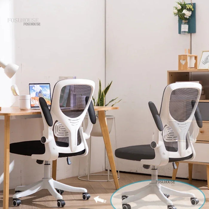 Executive Study Chair Rotating Base with Lift & Support Black with White