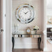 Sleek Silver Tinted Glass Round Mirror Wall Clock for Tranquil Atmosphere