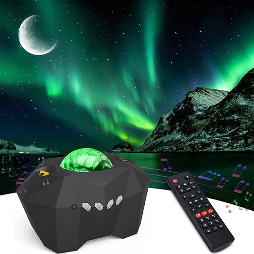 Stunning aurora effects, twinkling stars, and glowing moon projector