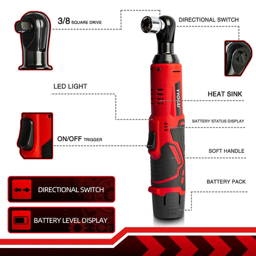 Powerful cordless electric wrench with 45 Nm maximum torque