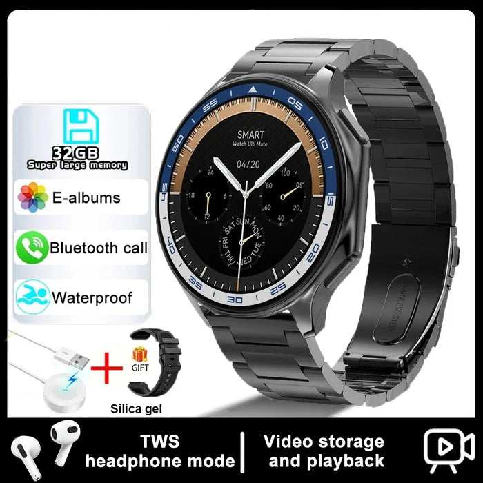 Smartwatch 2025 | 4GB, Bluetooth Calling, MP3/MP4, Fitness Tracker, Waterproof - Steel Black