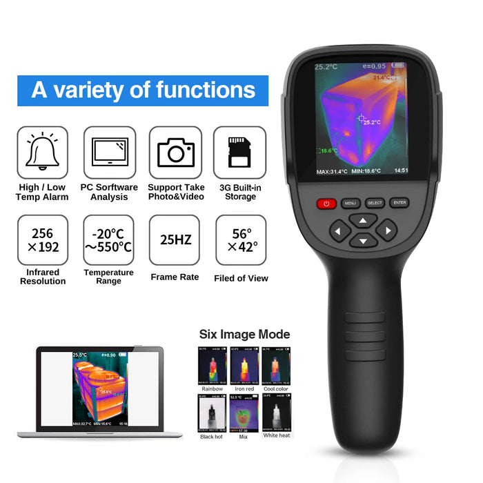 Portable and ergonomic thermal imaging camera with long battery life