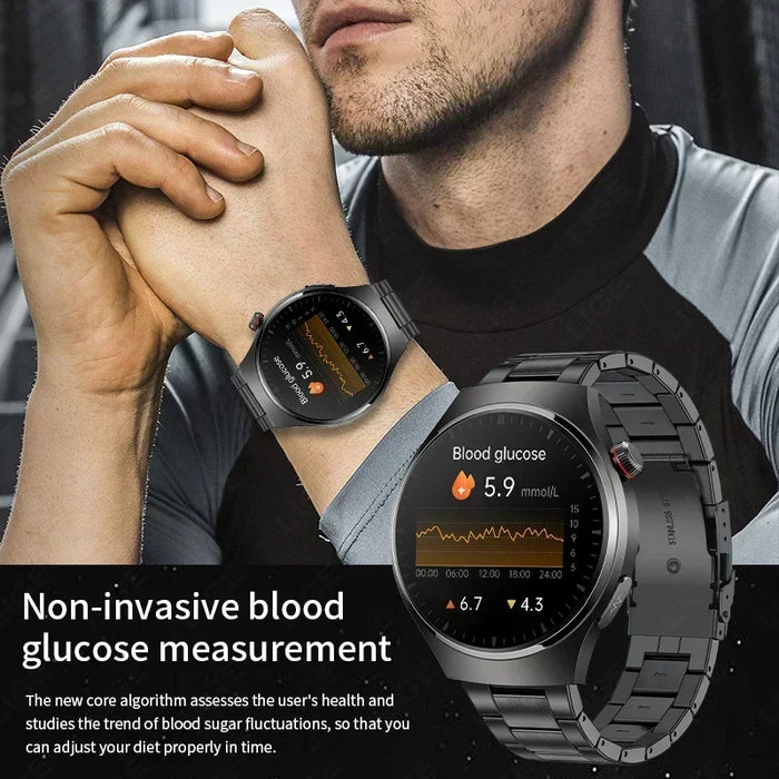 Mesh Black Smartwatch with ECG, Blood Sugar & Bluetooth Calling