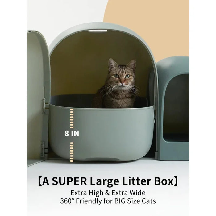 Stylish Odor-Free Cat Litter Box for Indoor Use Green