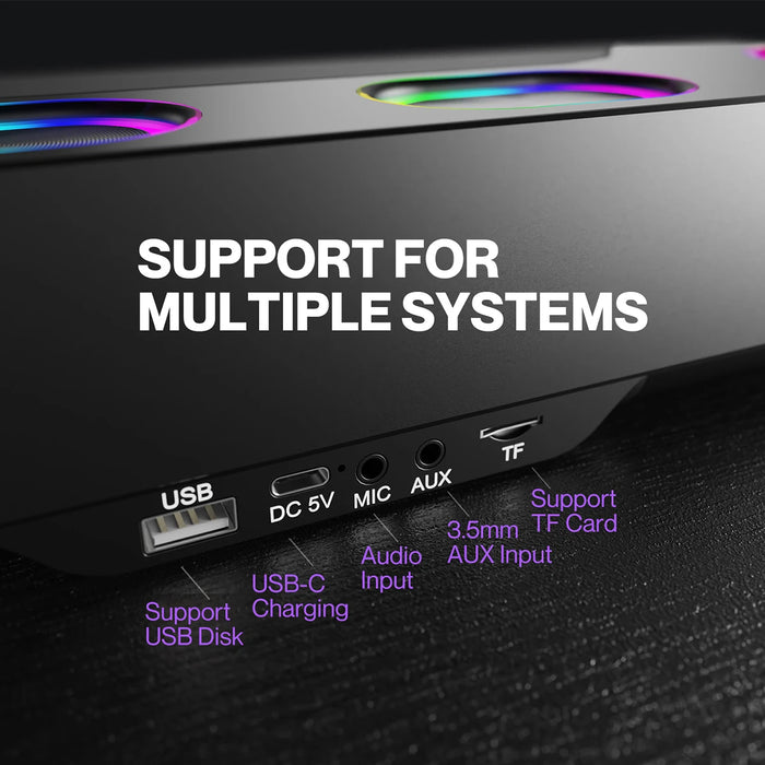 RGB Soundbar for Gaming, Music, and Streaming Devices