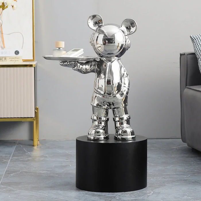 Large Astronaut Statue with Tray Luxury Electroplated Ceramic Home Decor, 53cm