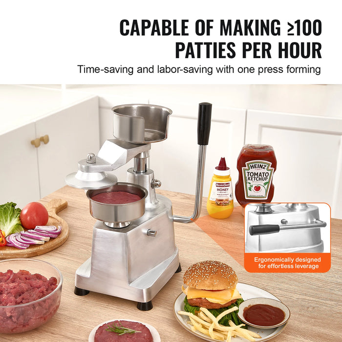 Heavy Duty 4in Patty Press – Manual Burger Maker for Kitchens & Stalls