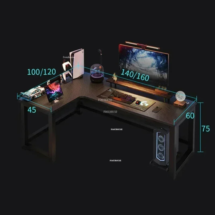 Wooden L-Shaped Study Desk with 70cm Side Shelf
