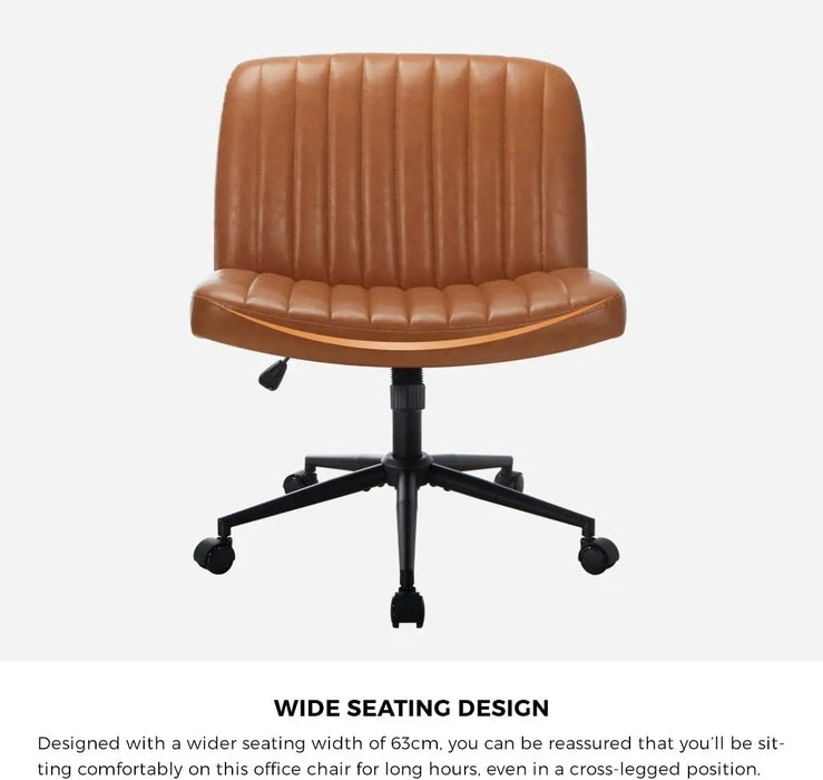 Ergonomic PU Leather Home Office Chair Padded Seat, Adjustable Backrest, Brown