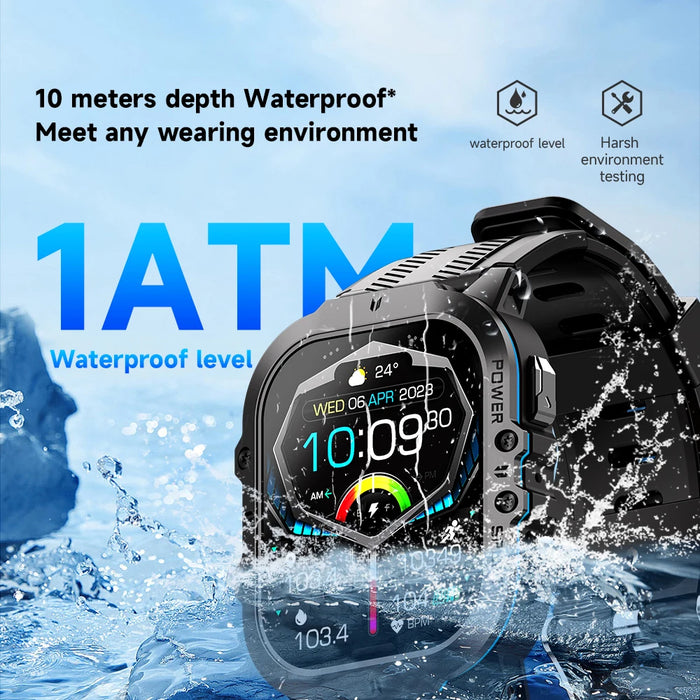 1.96" AMOLED Smart Watch, Bluetooth Call, 100+ Sports Modes – Blue