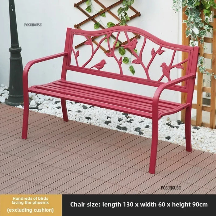 Modern Double Garden Chair, Iron Frame, Armrests, Outdoor Use