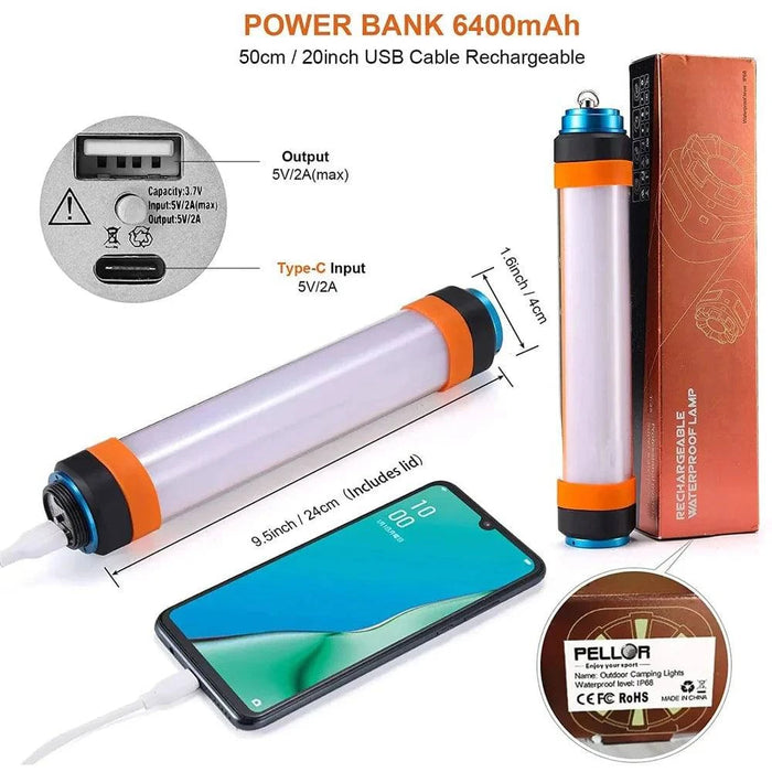 Portable LED Camping Light - USB Rechargeable Waterproof Lantern (D25) - FLUXA