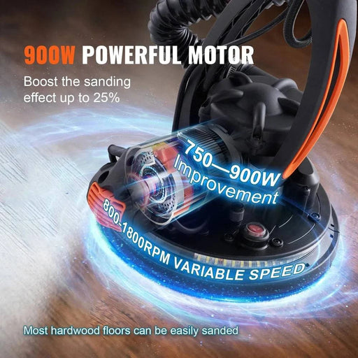 850W Electric Drywall Sander with Adjustable Variable Speed and Self-Suction Handle - FLUXA