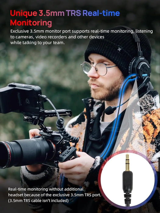24GHz Wireless Intercom System Headsets Microphone for Team Communication, 700M Range